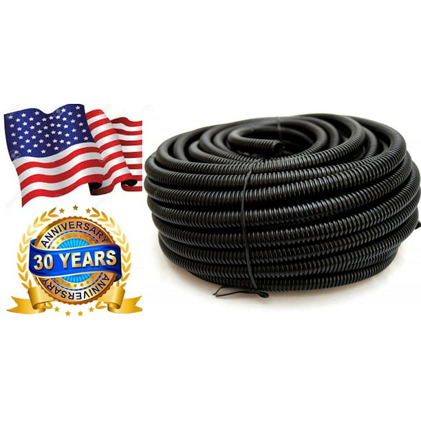 100 Ft 1" Split Wire Loom Conduit Polyethylene Tubing Black Color Sleeve Tube US